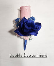 Load image into Gallery viewer, Pink Navy Blue Rose Calla Lily Bridal Wedding Bouquet Accessories