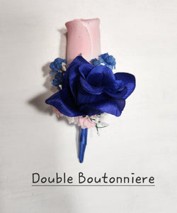 Pink Navy Blue Rose Calla Lily Bridal Wedding Bouquet Accessories