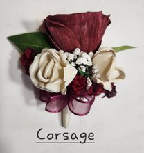 Load image into Gallery viewer, Burgundy Ivory Rose Calla Lily Sola Wood Bridal Wedding Bouquet Accessories