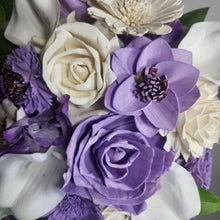 Load image into Gallery viewer, Lavender Ivory Rose Calla Lily Sola Wood Bridal Wedding Bouquet Accessories