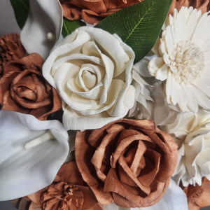 Rose Gold Ivory Rose Calla Lily Sola Wood Bridal Wedding Bouquet Accessories