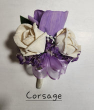 Load image into Gallery viewer, Lavender Ivory Rose Calla Lily Sola Wood Bridal Wedding Bouquet Accessories