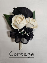 Load image into Gallery viewer, Black White Rose Calla Lily Sola Wood Bridal Wedding Bouquet Accessories