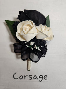 Black White Rose Calla Lily Sola Wood Bridal Wedding Bouquet Accessories