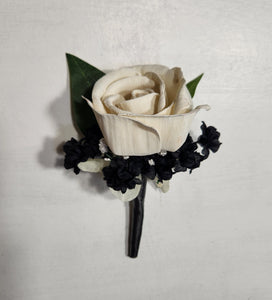 Black White Rose Calla Lily Sola Wood Bridal Wedding Bouquet Accessories