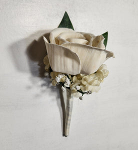 Ivory Rose Calla Lily Sola Wood Bridal Wedding Bouquet Accessories