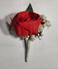 Load image into Gallery viewer, Red Ivory Rose Calla Lily Sola Wood Bridal Wedding Bouquet Accessories