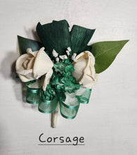 Load image into Gallery viewer, Hunter Green Ivory Rose Calla Lily Sola Wood Bridal Wedding Bouquet Accessories