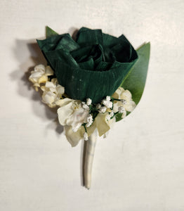 Hunter Green Ivory Rose Calla Lily Sola Wood Bridal Wedding Bouquet Accessories