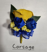 Load image into Gallery viewer, Yellow Royal Blue Rose Calla Lily Real Touch Bridal Wedding Bouquet Accessories