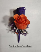 Load image into Gallery viewer, Orange Purple Rose Tiger Lily Bridal Wedding Bouquet Accessories