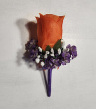 Load image into Gallery viewer, Orange Purple Rose Tiger Lily Bridal Wedding Bouquet Accessories