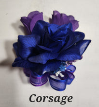 Load image into Gallery viewer, Purple Royal Blue Rose Calla Lily Bridal Wedding Bouquet Accessories