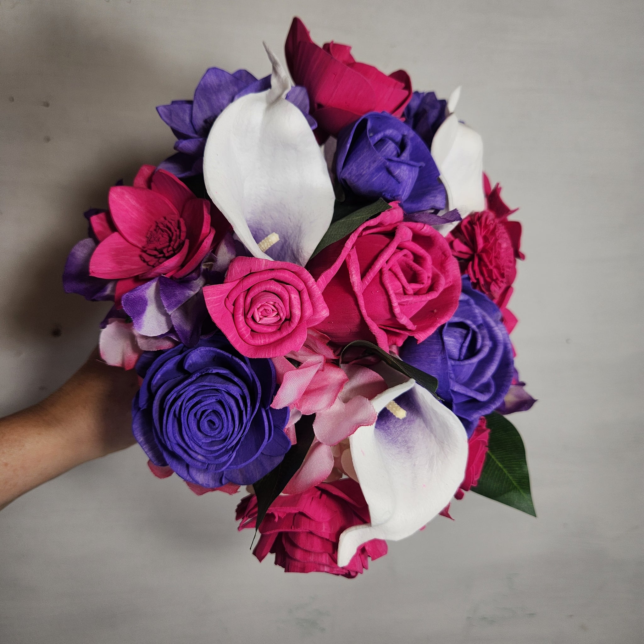 purple lily flower bouquet Fuchsia Purple Rose Calla Lily Bridal Wedding Bouquet Accessories – Bridal Wedding Bouquets