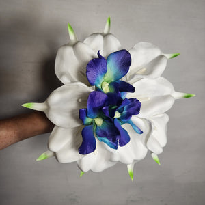 Peacock Ivory Calla Lily Galaxy Orchid Bridal Wedding Bouquet Accessories