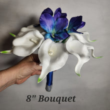 Load image into Gallery viewer, Peacock Ivory Calla Lily Galaxy Orchid Bridal Wedding Bouquet Accessories
