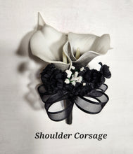 Load image into Gallery viewer, Black Ivory White Calla Lily Bridal Wedding Bouquet Accessories