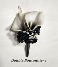 Load image into Gallery viewer, Black Ivory White Calla Lily Bridal Wedding Bouquet Accessories