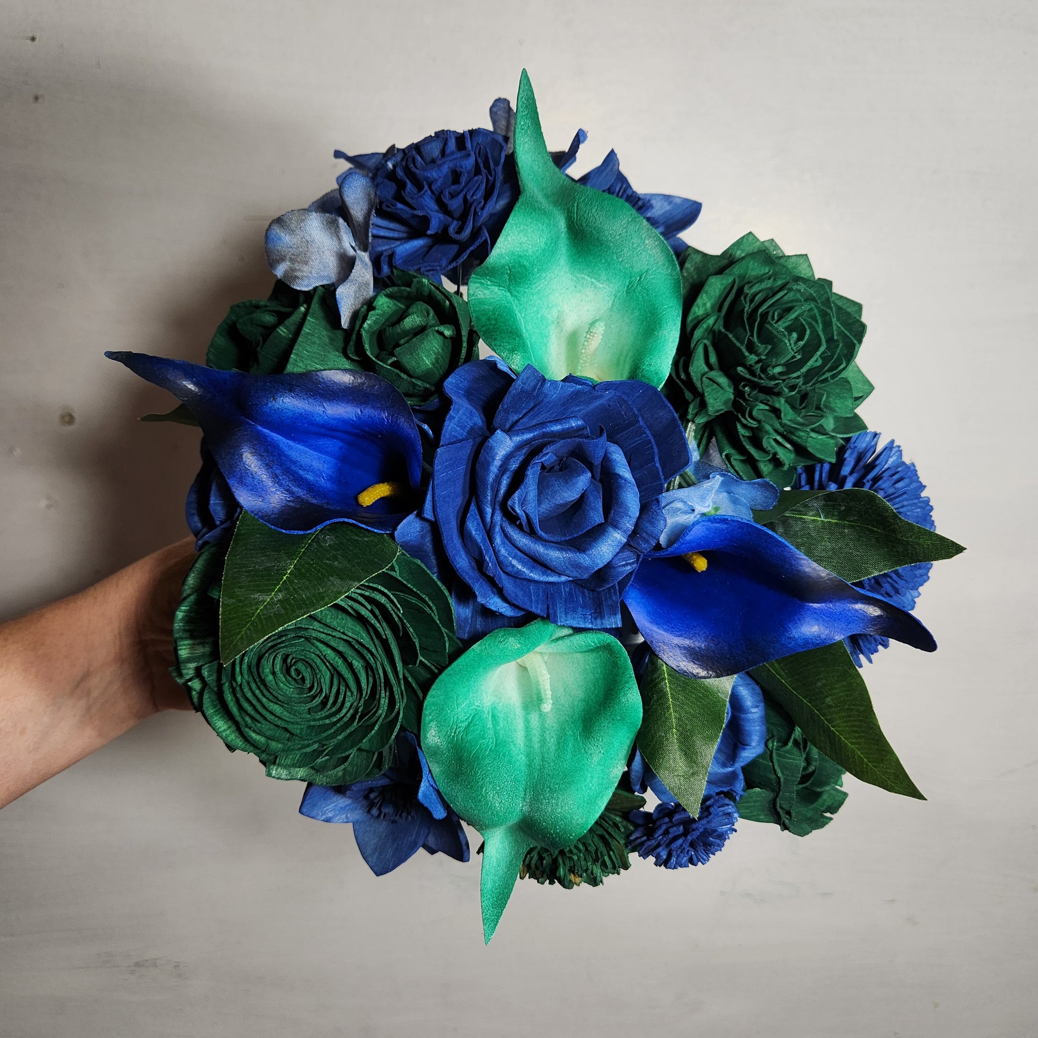 Hunters Green Roses Navy Blue Hunter Green Rose Calla Lily Sola Bridal Wedding Bouquet Acc ...