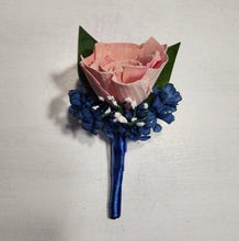 Load image into Gallery viewer, Pastel Pink Peach Royal Blue Rose Calla Lily Sola Bridal Wedding Bouquet Accessories