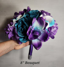 Load image into Gallery viewer, Dusty Purple Teal Rose Orhid Bridal Wedding Bouquet Accessories