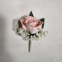 Load image into Gallery viewer, Blush Pink Ivory Rose Calla Lily Sola Bridal Wedding Bouquet Accessories