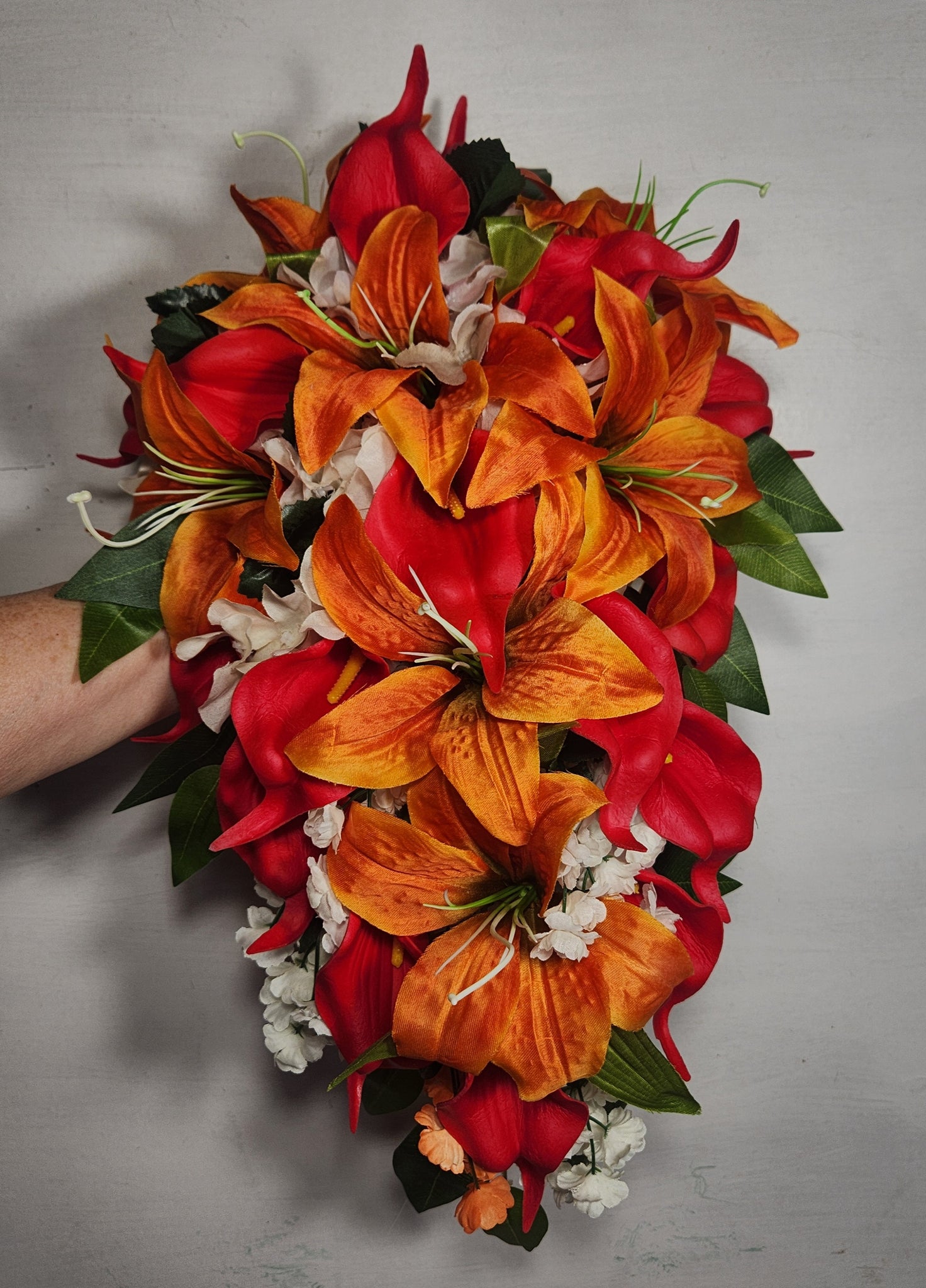 red rose and tiger lily bouquet Orange Red Tiger Lily Bridal Wedding Bouquet Accessories – Bridal Wedding Bouquets