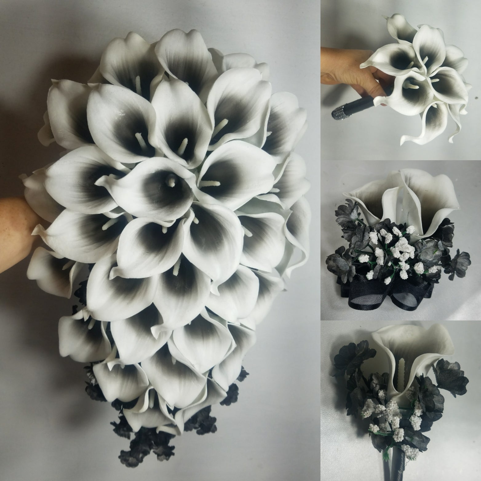black and white calla lily bouquet Black White Calla Lily Bridal Wedding Bouquet Accessories