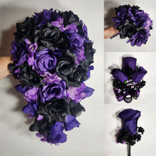 Load image into Gallery viewer, Purple Black Rose Bridal Wedding Bouquet Accessories