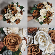 Load image into Gallery viewer, Brown Ivory Rose Sola Wood Bridal Wedding Bouquet Accessories