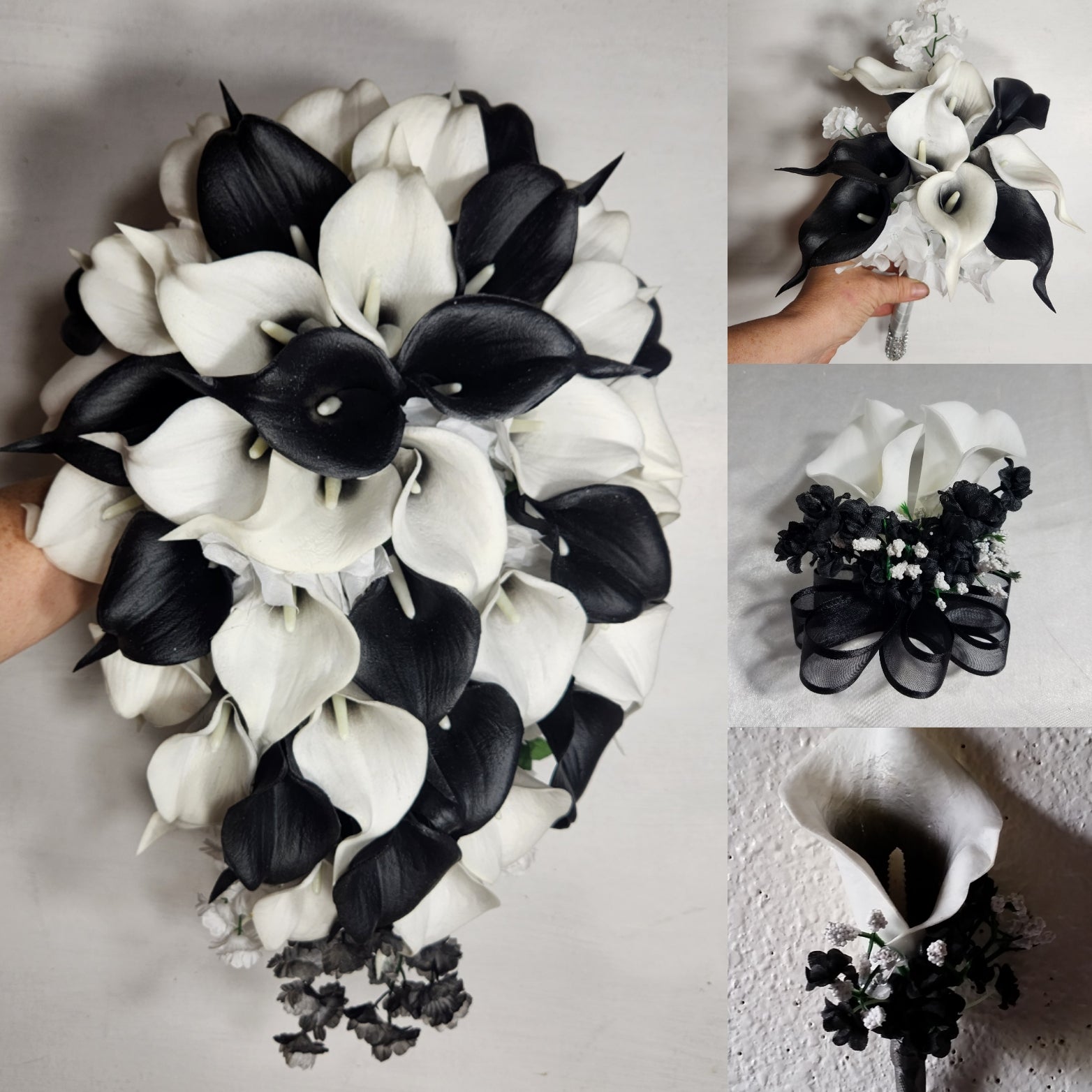 black and white calla lily Black Ivory White Calla Lily Bridal Wedding Bouquet Accessories