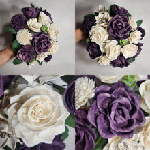 Load image into Gallery viewer, Eggplant Ivory Rose Sola Wood Bridal Wedding Bouquet Accessories