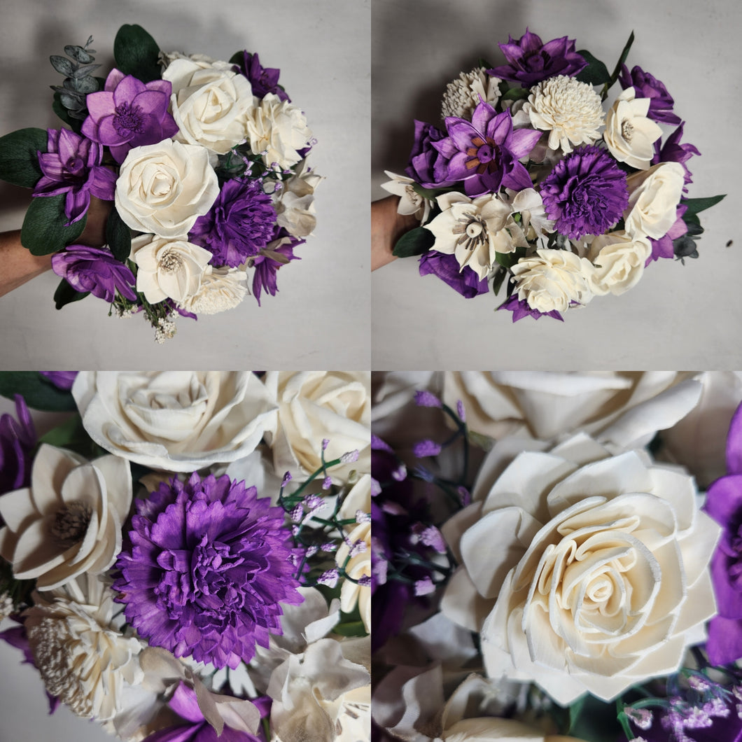Lilac Lavender Ivory Rose Sola Wood Bridal Wedding Bouquet Accessories