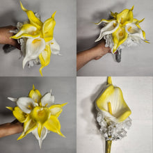 Load image into Gallery viewer, Yellow White Calla Lily Bridal Wedding Bouquet Accessories