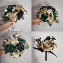 Load image into Gallery viewer, Green Black Gold Rose Cla Lily Sola Wood Bridal Wedding Bouquet Accessories