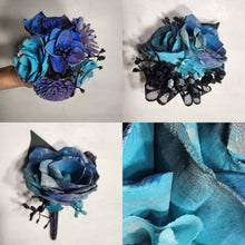Load image into Gallery viewer, Iridescence Turquoise Purple Royal Blue Sola Wood Bridal Wedding Bouquet Accessories