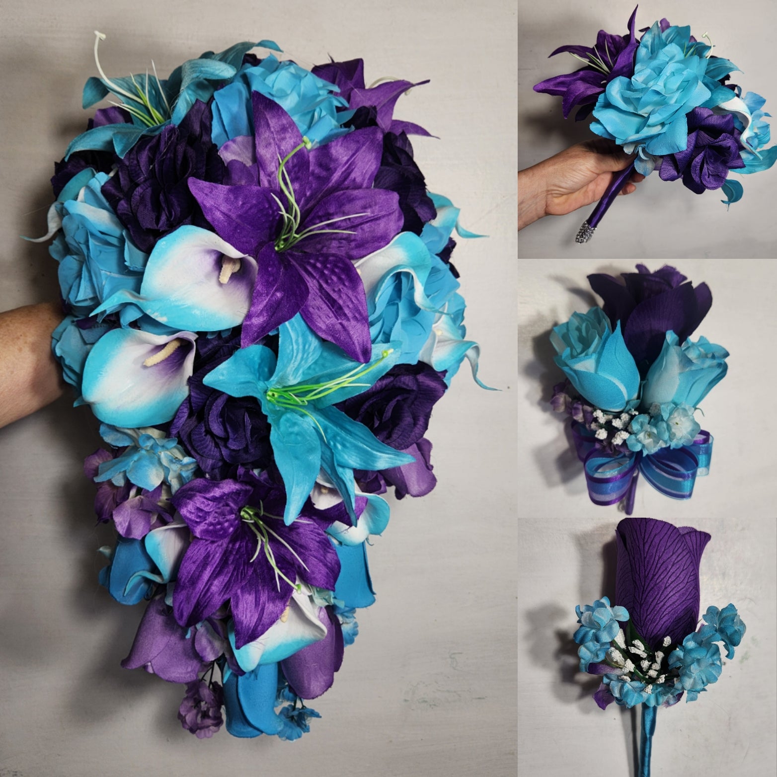turquoise blue tiger lily 8" Bouquet