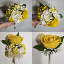Load image into Gallery viewer, Yellow Ivory Rose Calla Lily Sola Wood Bridal Wedding Bouquet Accessories