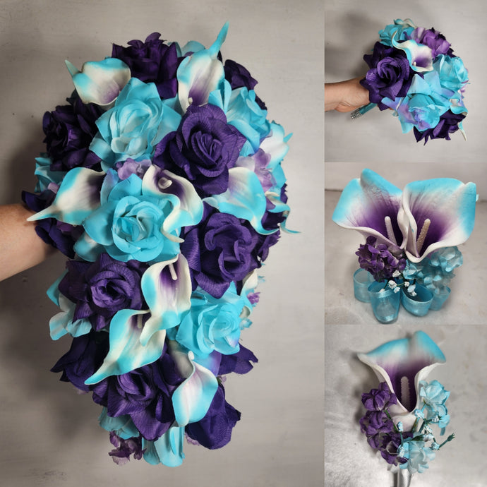 Turquoise Purple Rose Calla Lily