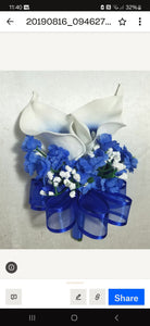 Royal Blue White Calla Lily Bridal Wedding Bouquet Accessories