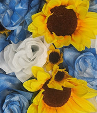 Load image into Gallery viewer, Dusty Blue White Rose Sunflower Bridal Wedding Bouquet Accessories