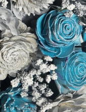 Load image into Gallery viewer, Turquoise Silver Rose Real Touch Bridal Wedding Bouquet Accessories