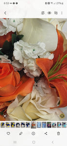 Orange Ivory Rose Tiger Lily Bridal Wedding Bouquet Accessories