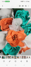 Load image into Gallery viewer, Aqua Coral Rose Calla Lily Sola Bridal Wedding Bouquet Accessories