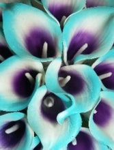 Load image into Gallery viewer, Purple Turquoise Calla Lily Bridal Wedding Bouquet Accessories