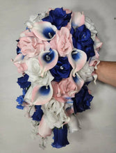 Load image into Gallery viewer, Pink Royal Blue White Rose Calla Lily