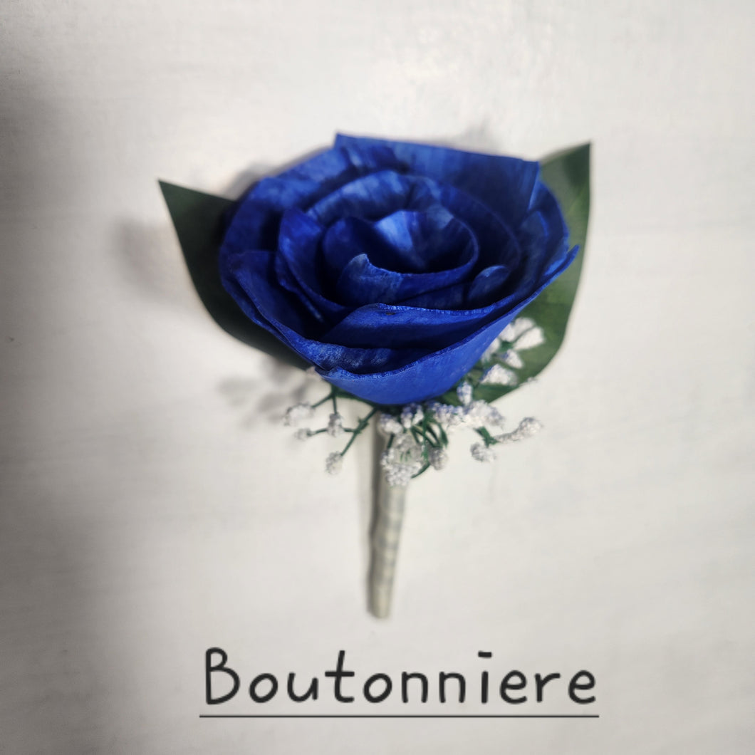 Royal Blue Silver Rose Calla Lily Sola Wood Bridal Wedding Bouquet Accessories