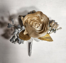 Load image into Gallery viewer, Gold Silver Vintage Sola Wood Bridal Wedding Bouquet Accessories