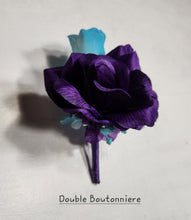 Load image into Gallery viewer, Purple Turquoise Eggplant Silver Rose Calla Lily Bridal Wedding Bouquet Accessories