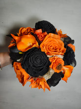 Load image into Gallery viewer, Orange Black Rose Calla Lily Bridal Wedding Bouquet Accessories
